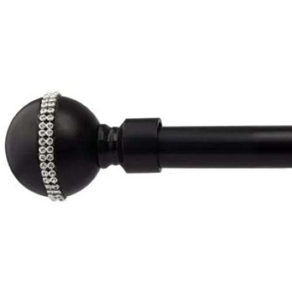 New Edge Blinds Bejeweled 160-300cm Extendable Black Eyelet Metal Curtain Pole Set Image 1