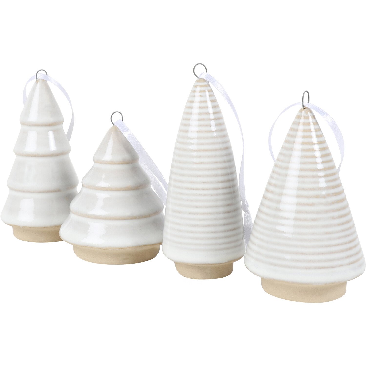Pack of 4 Ceramic Christmas Trees - White Image 1