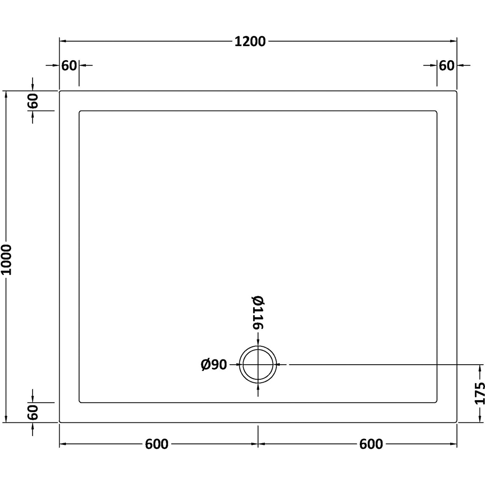 nuie Slate Grey Rectangular Shower Tray 1200 x 1000mm Image 2