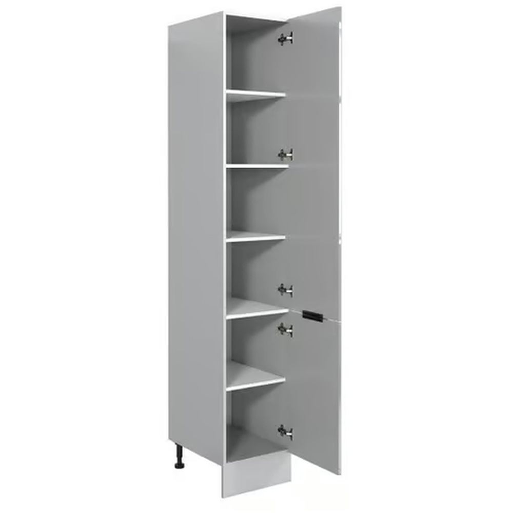 Impact Furniture Star 2 Door Light Grey Gloss Slim Freestanding Kitchen Larder Cabinet 400mm Image 3