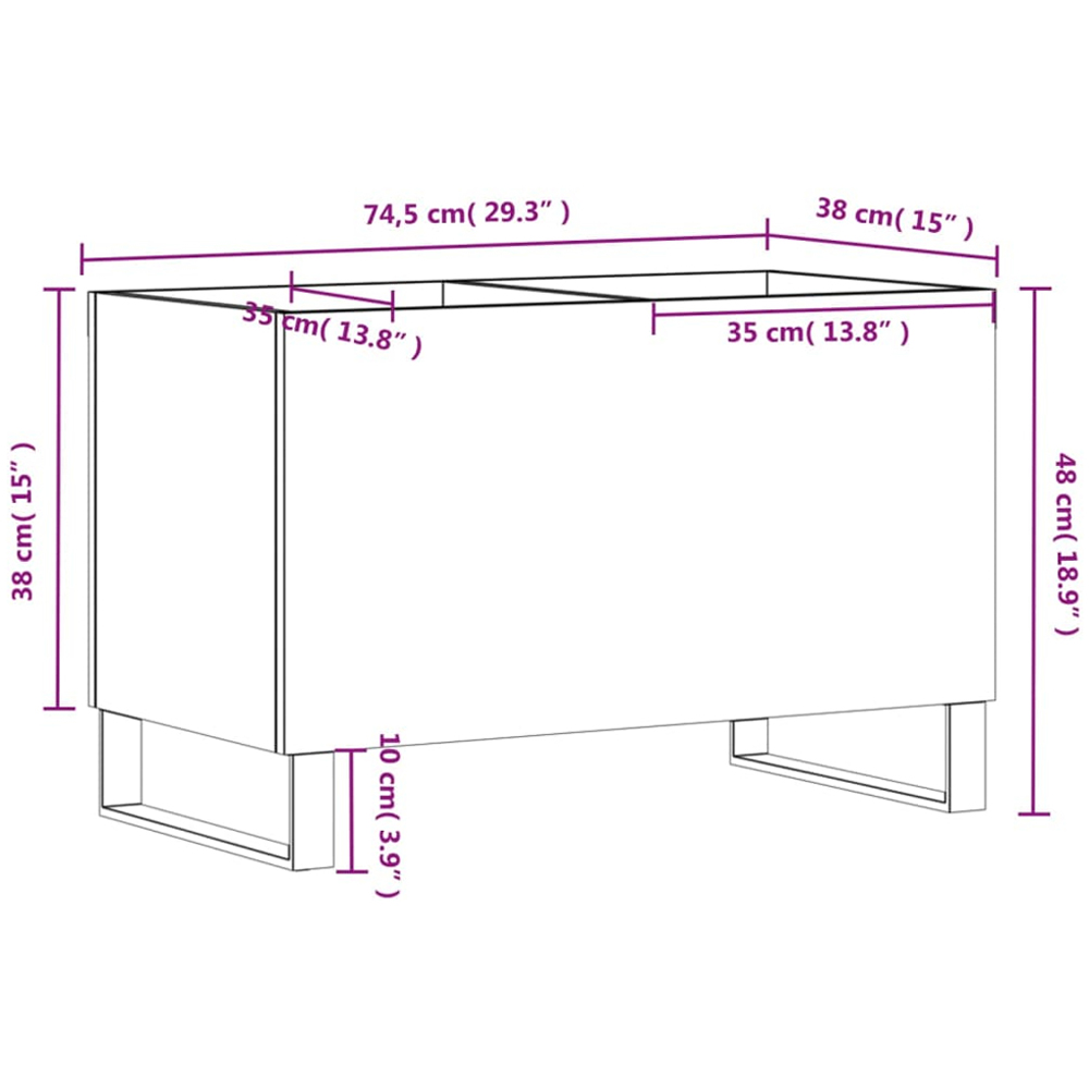 vidaXL High Gloss White Record Cabinet Image 8
