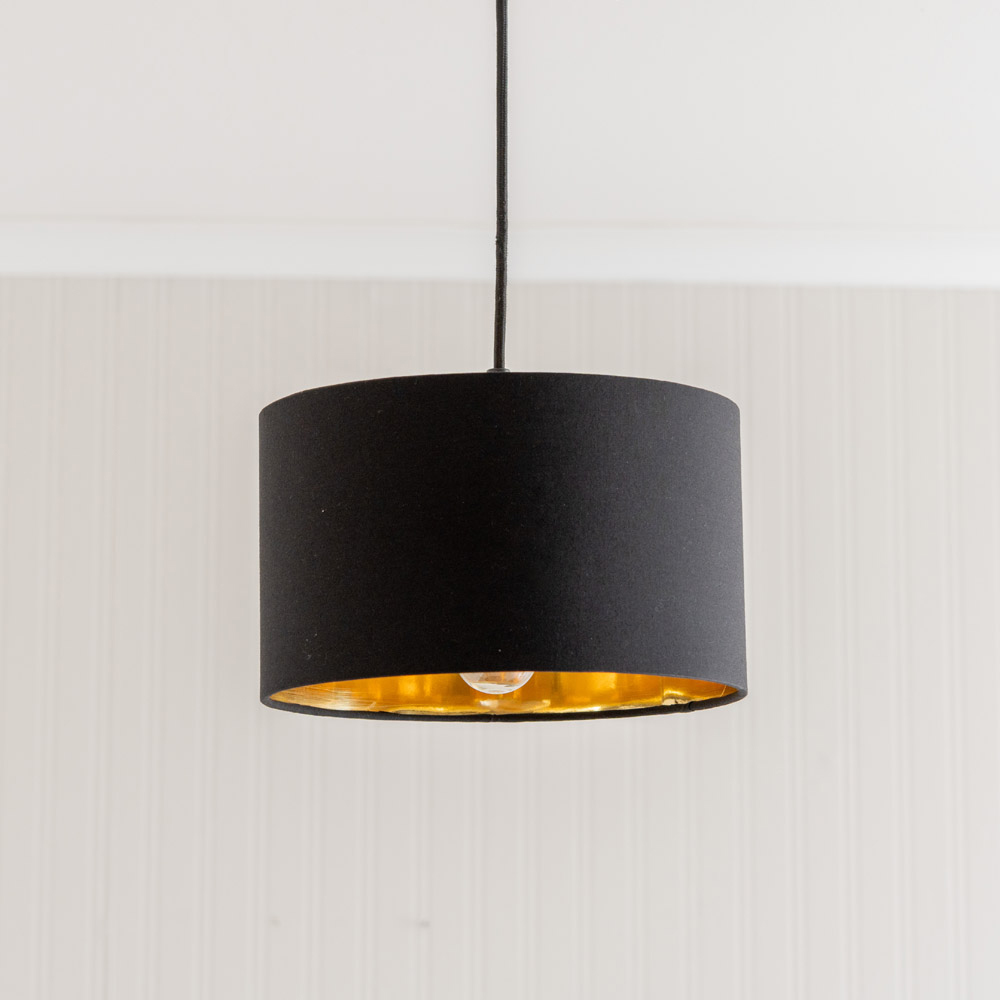 ValueLights Reni Black and Gold Inner Drum Ceiling Lamp Shade 25cm Image 2