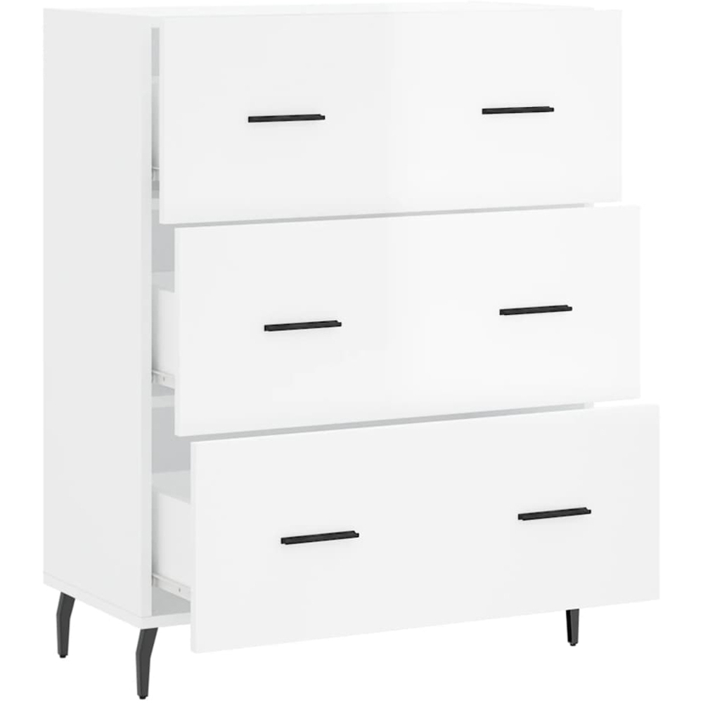 vidaXL 3 Drawer High Gloss White Sideboard Image 6