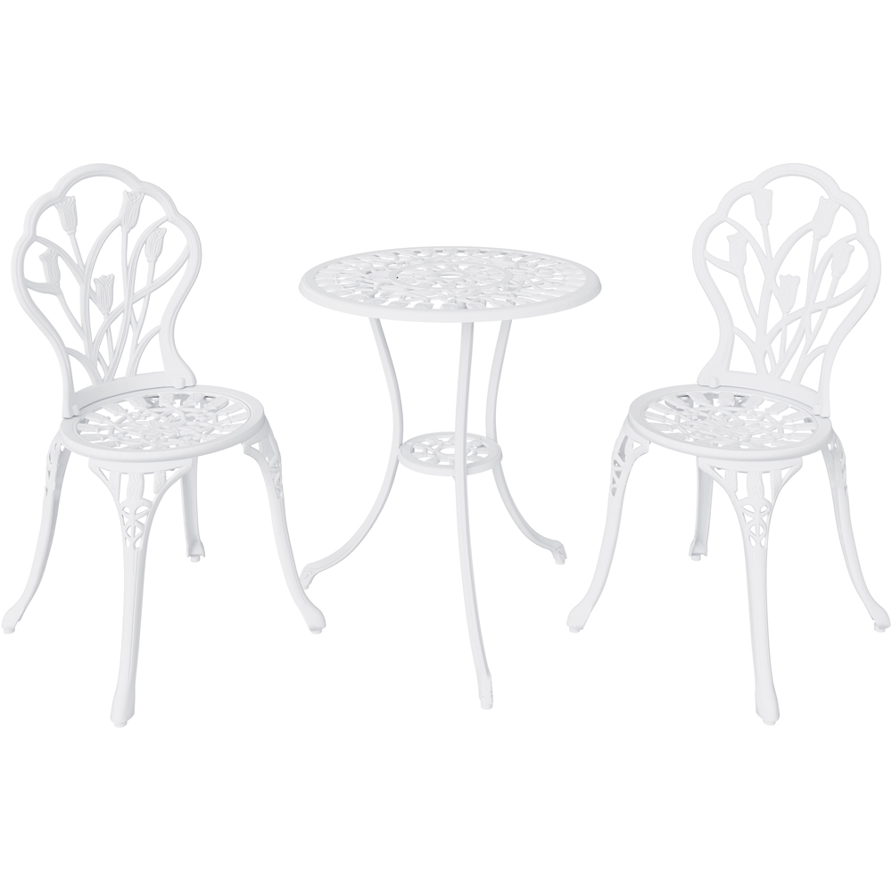 Charles Bentley Tulip Aluminium 2 Seater Cast Bistro Set White Image 2
