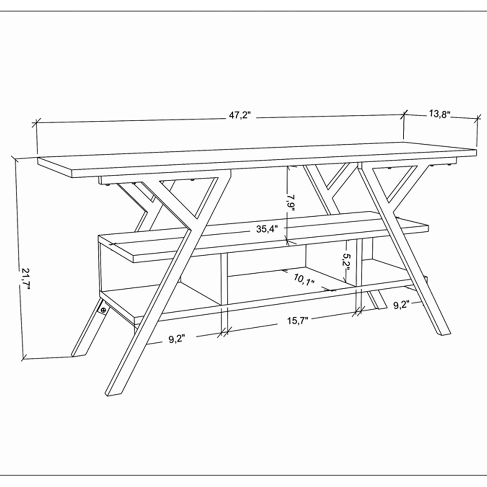 Decorotika Minerva Decorative 4 Open Shelf Black and White TV Unit Image 7