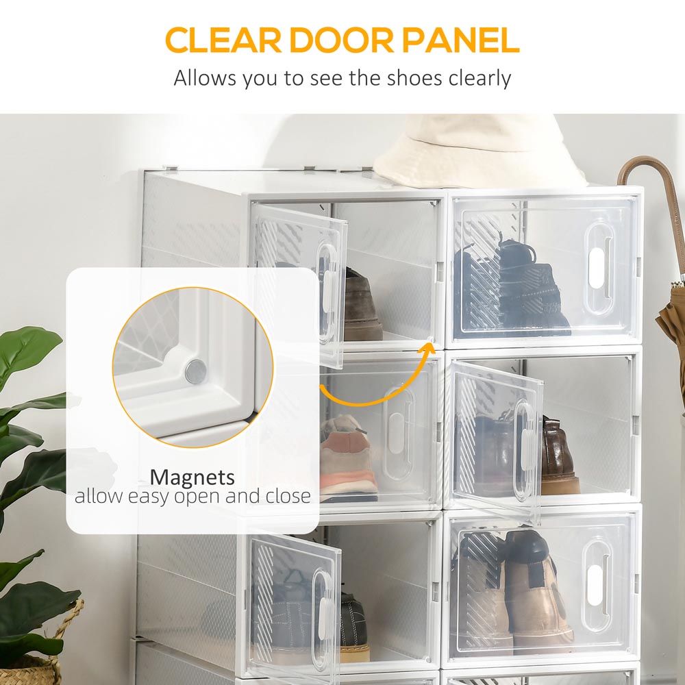 HOMCOM 8 Piece Stackable Clear Plastic Shoe Storage Box for Size 8.5/43 Image 6