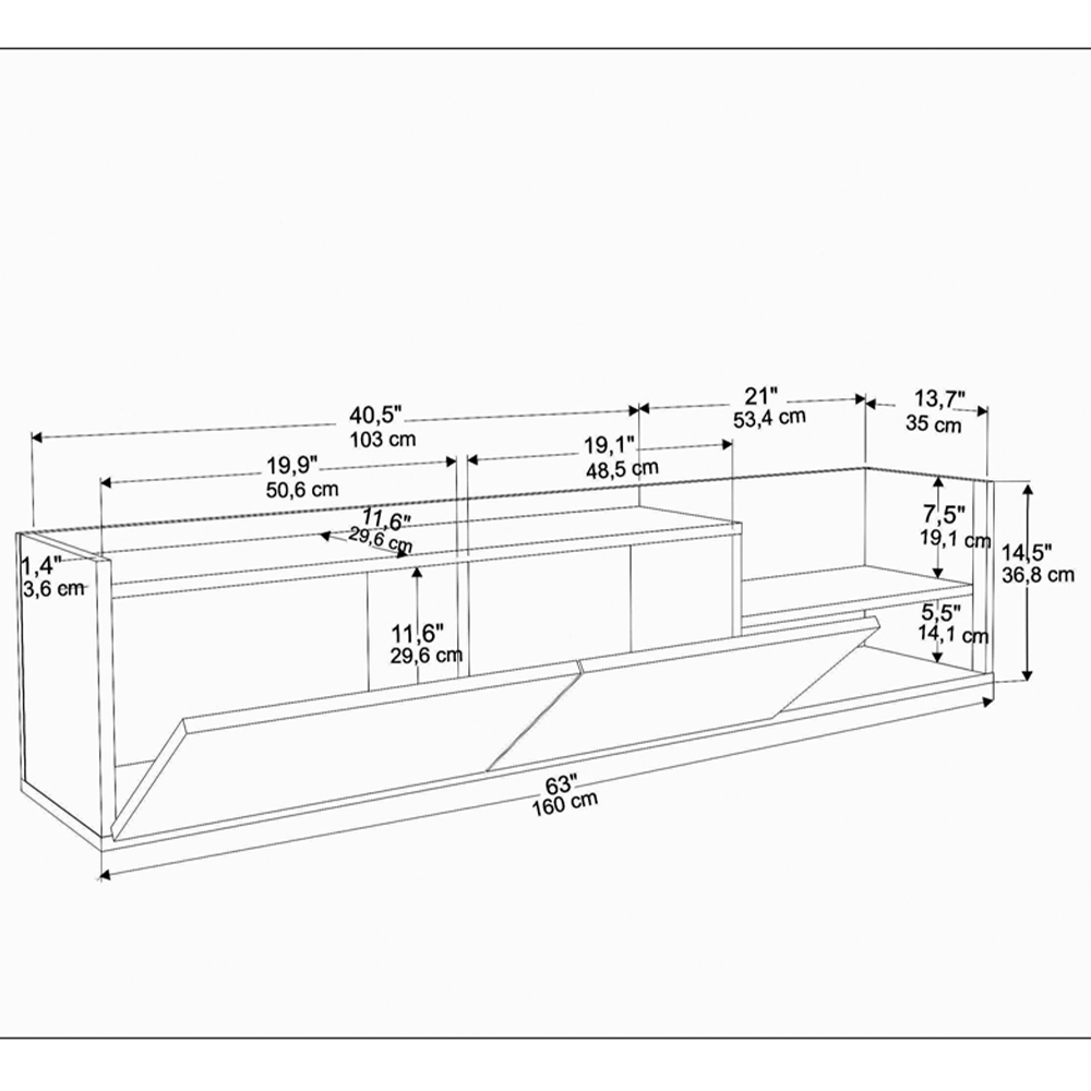 Decorotika Krog 2 Door 2 Shelf Anthracite and Sapphire Oak TV Unit Image 7