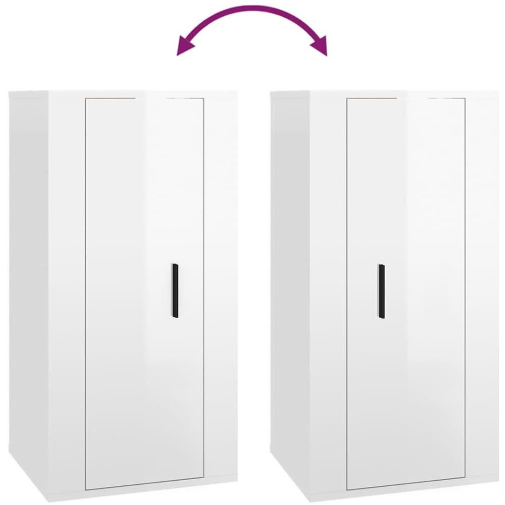 vidaXL Single Door High Gloss White Wall Mounted TV Cabinet Image 8