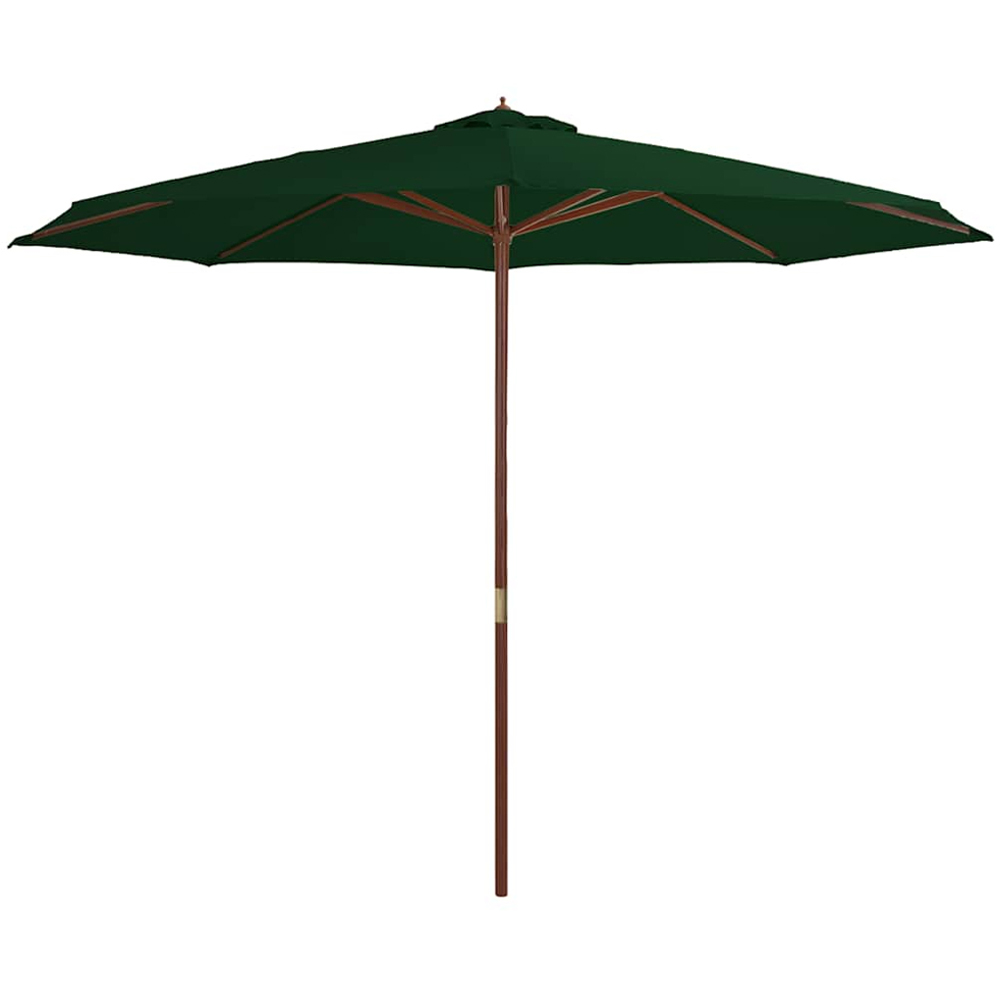 vidaXL Green Garden Parasol with Wooden Pole 3.5m Image 1