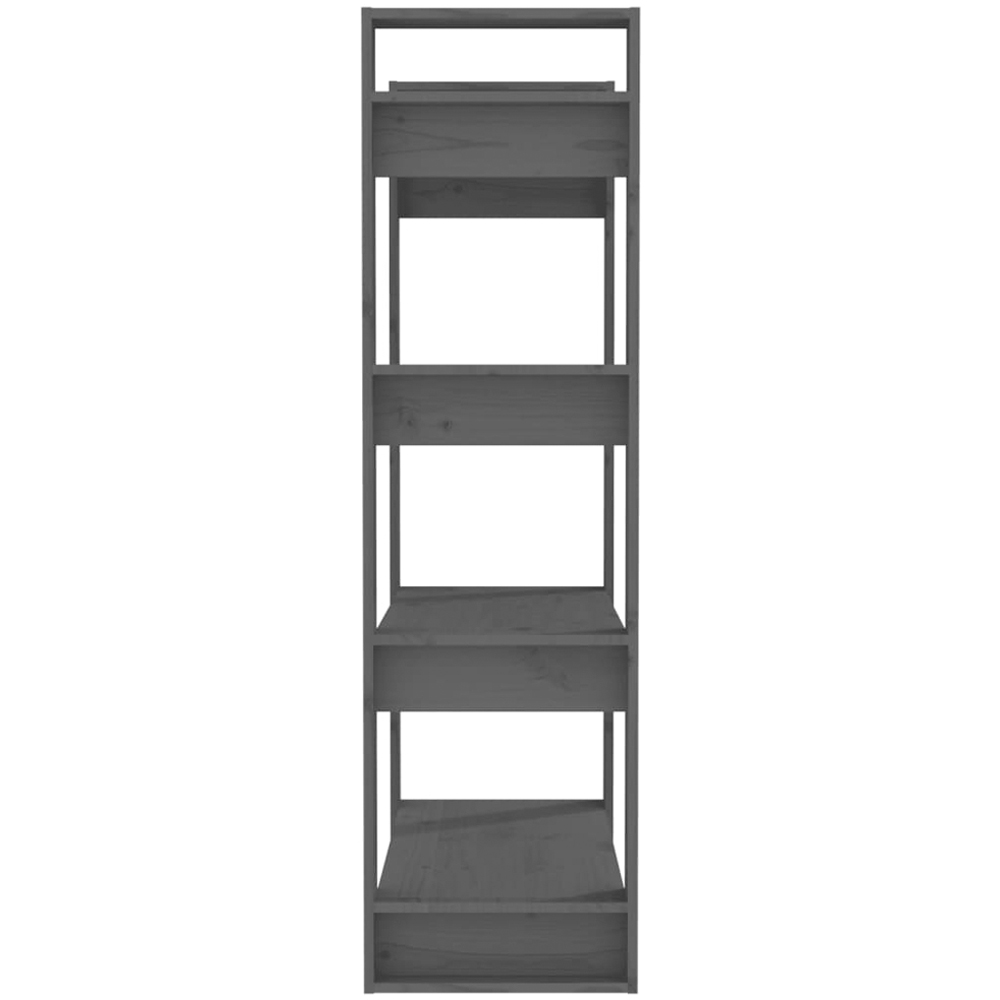 vidaXL 4 Shelf Grey Solid Pine Wood Bookcase Image 5