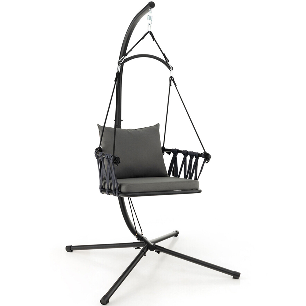 Costway Grey Hanging Swing Chair with Cushions Image 2