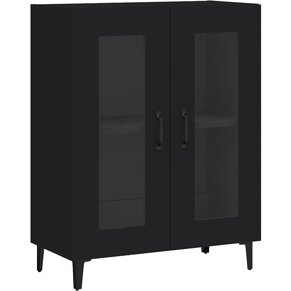 vidaXL 2 Glass Door Black Sideboard Image 2