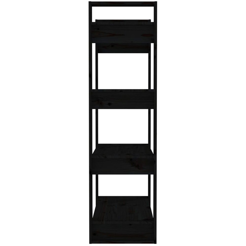 vidaXL 4 Shelf Black Solid Pine Wood Bookcase Image 5