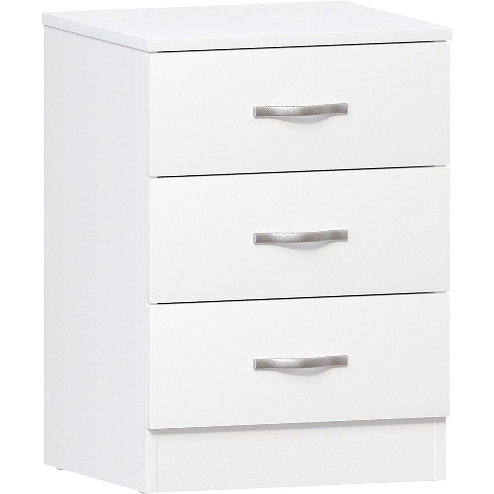 Vida Designs Riano 3 Drawer White Bedside Table Image 2