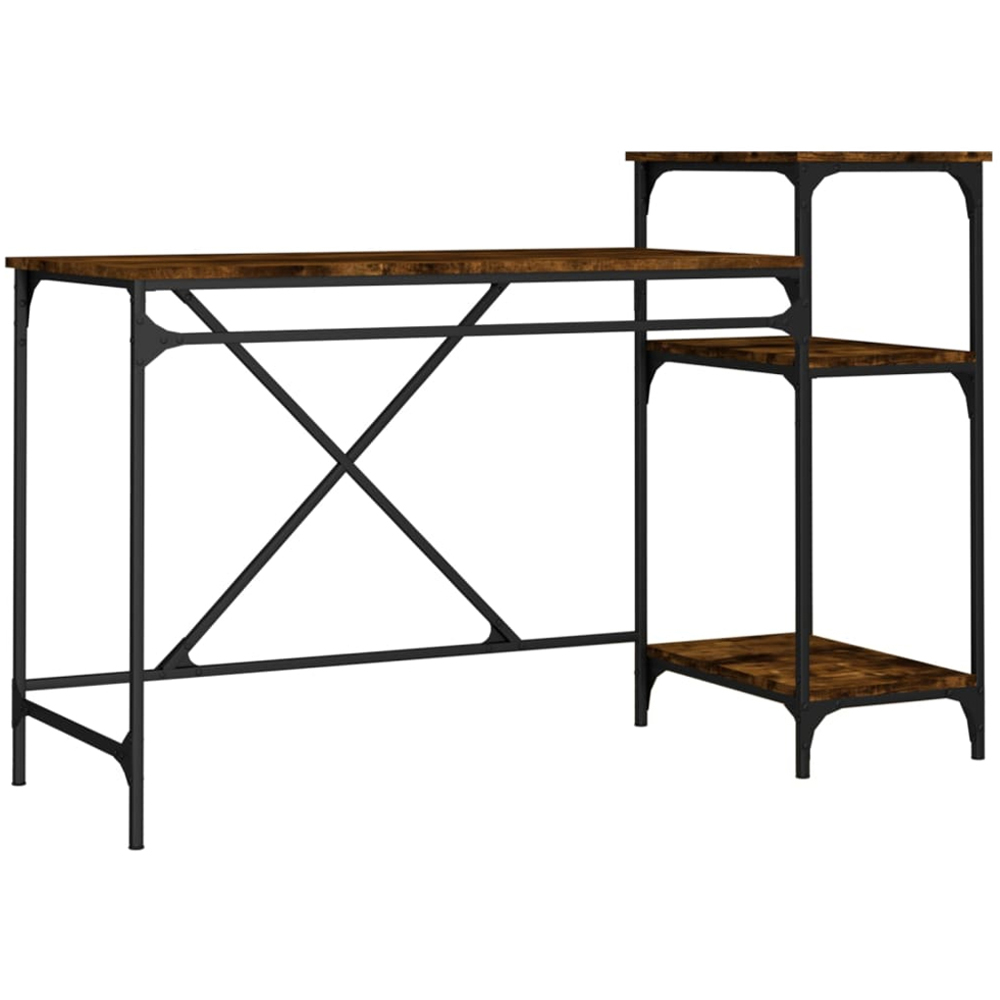 vidaXL 3 Shelf Desk Smoked Oak Image 2