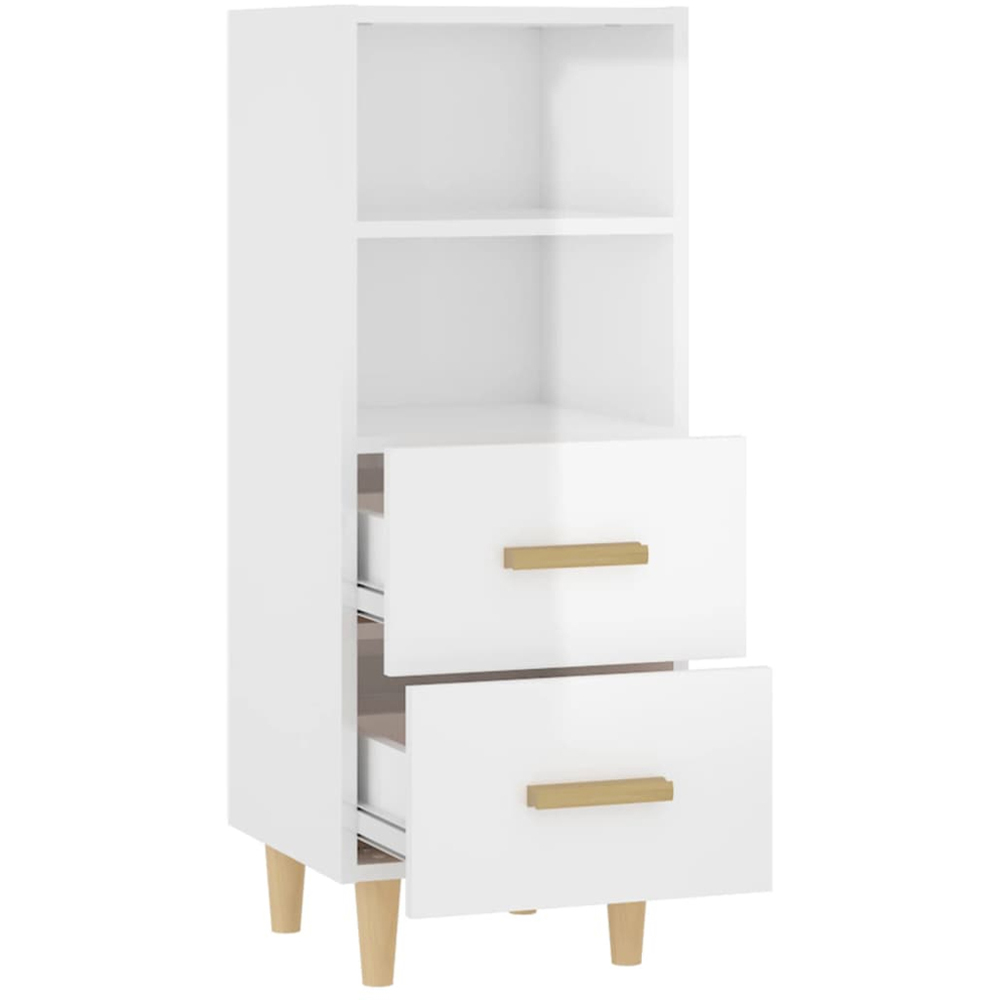 vidaXL 2 Drawer 2 Shelf High Gloss White Sideboard Image 6