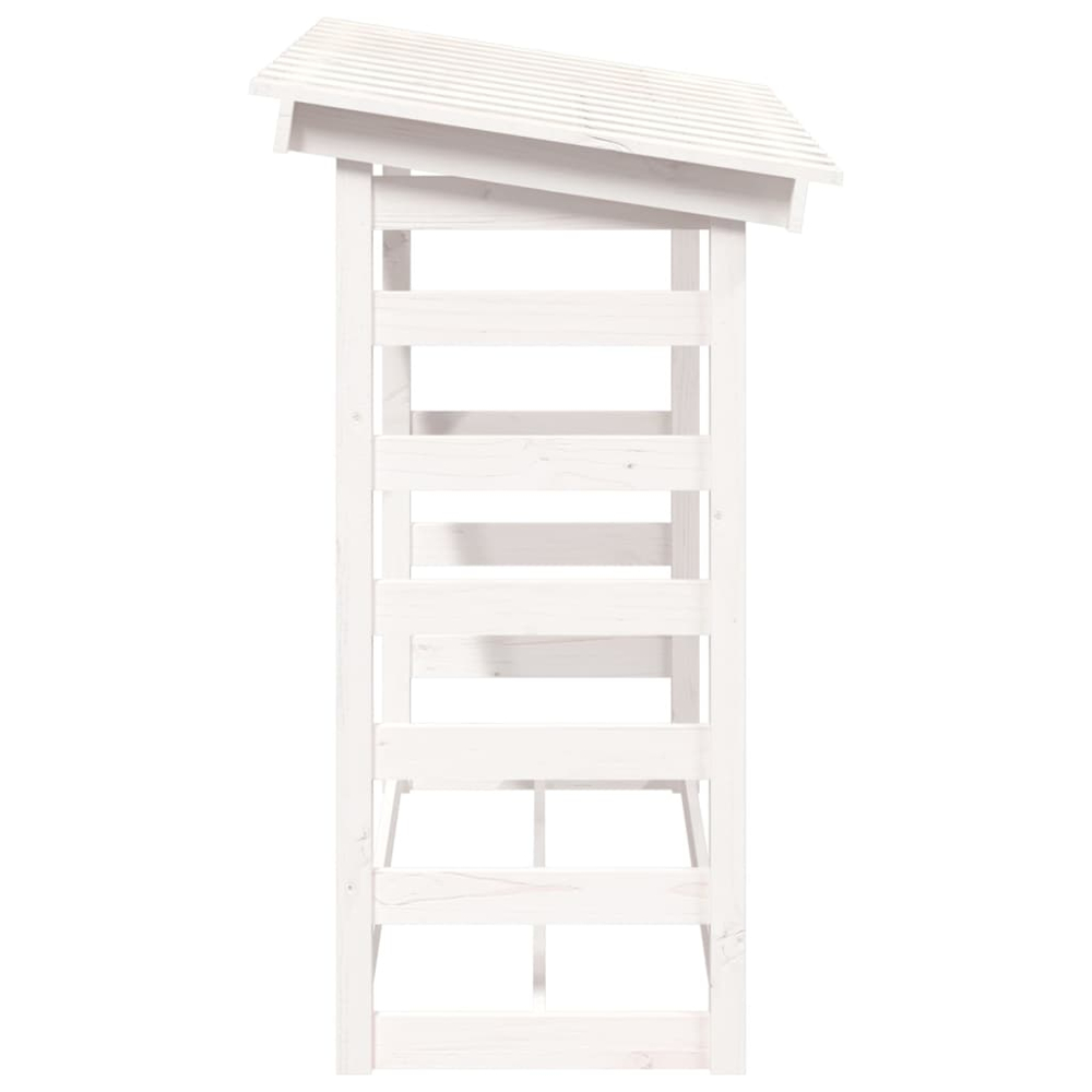 vidaXL White Pine Wood Firewood Log Holder 110 x 108 x 64.5cm Image 5