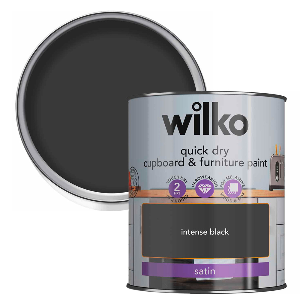 Wilko Quick Dry Black Furniture Paint 750ml Image 1