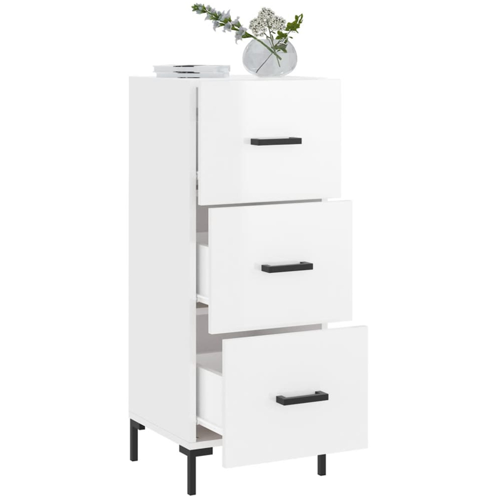 vidaXL 3 Drawer High Gloss White Sideboard Image 4
