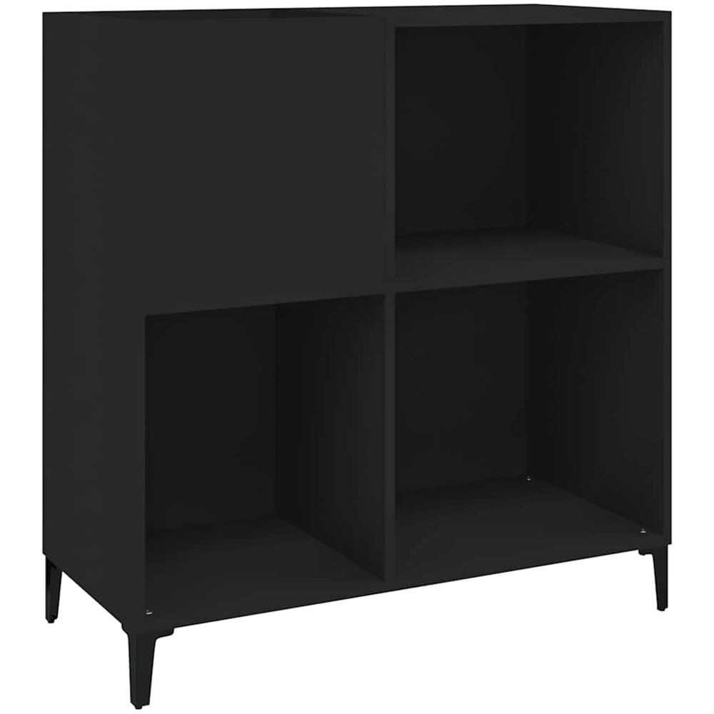 vidaXL 3 Shelf Black Record Cabinet Image 2
