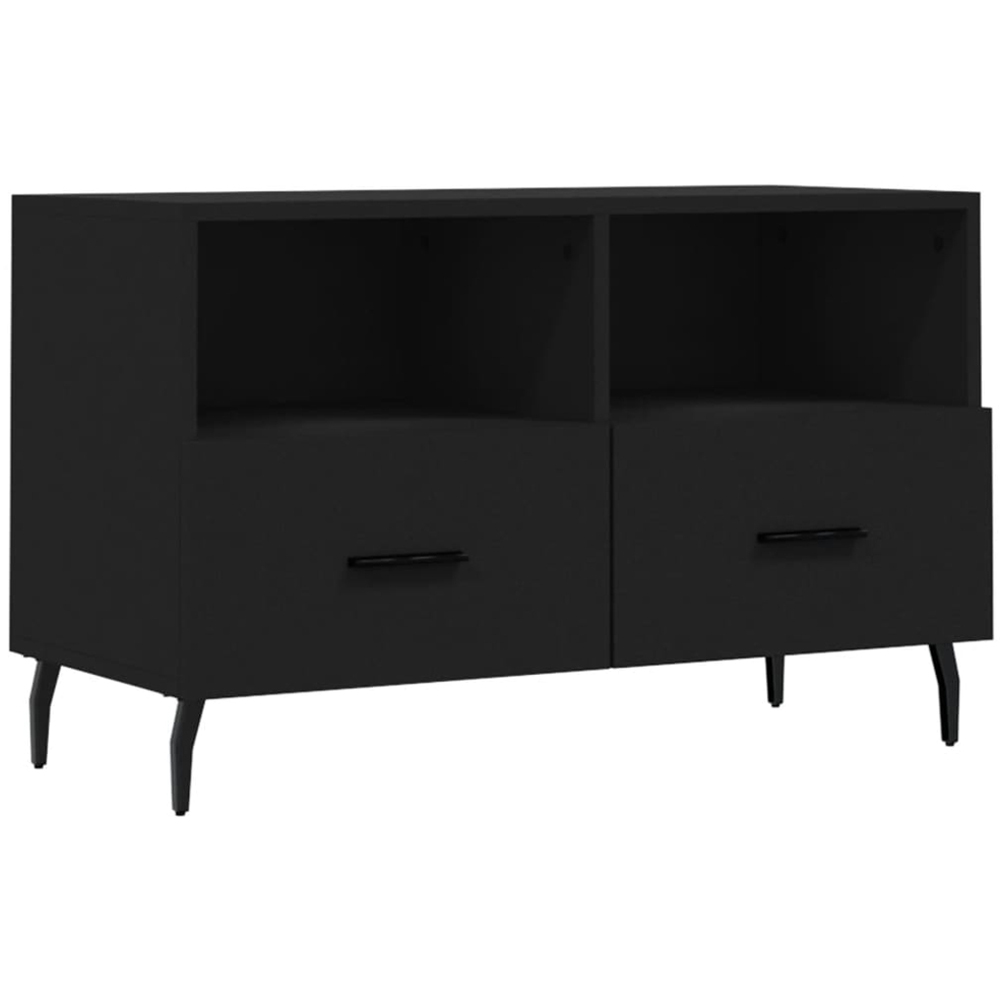 vidaXL 2 Drawer 2 Shelf Black TV Cabinet Image 2