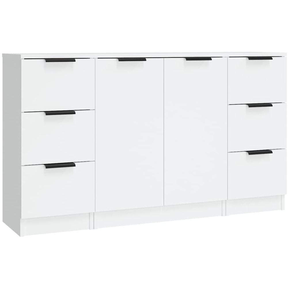 vidaXL 2 Door 6 Drawer White Sideboard 3 Piece Image 2