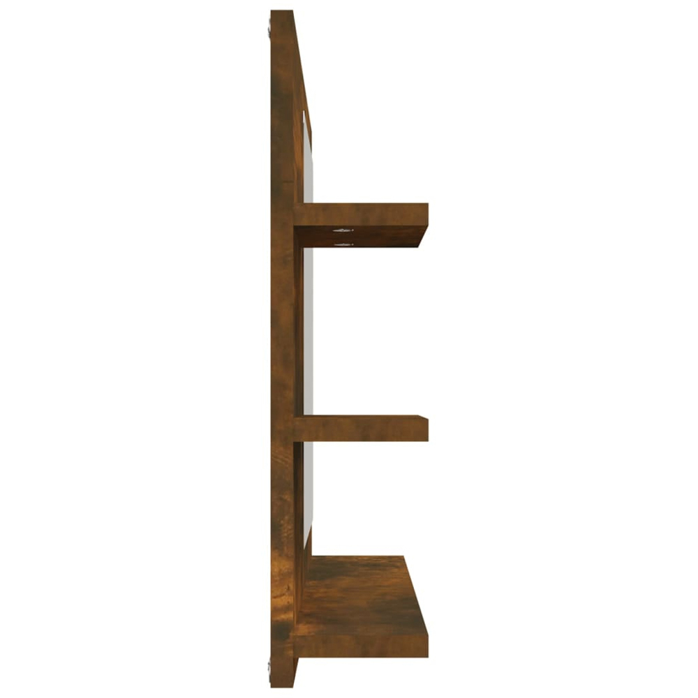 vidaXL 3 Shelf Smoked Oak Wall Mounted Bathroom Mirror Image 3