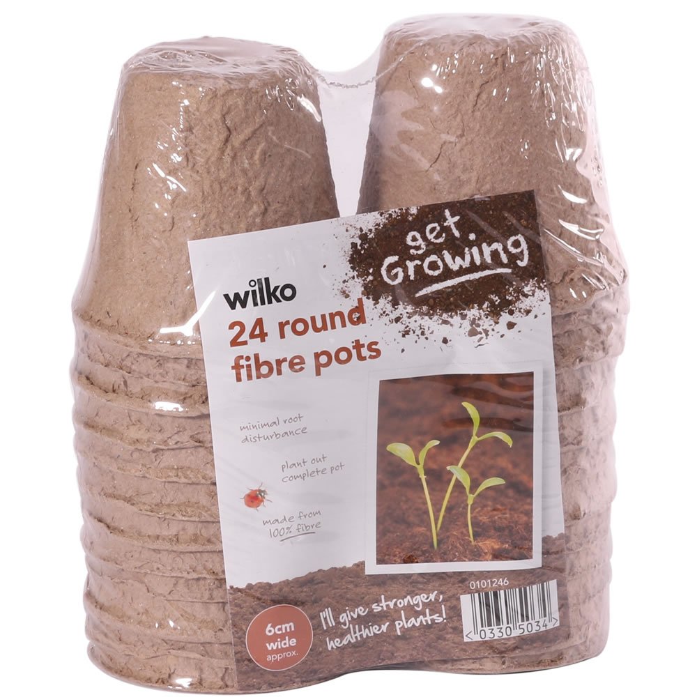 Wilko Round Fibre Plant Pot 6cm 24 Pack Image 2