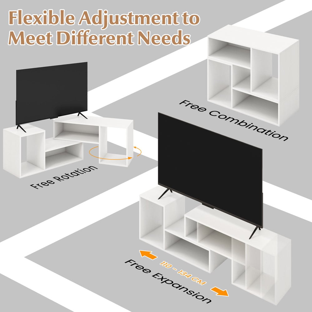 Costway 2 Piece White Modern Multifunctional Console TV Unit Image 6