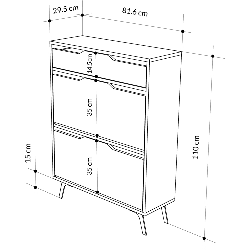 Decortie Asta 2 Door Single Drawer Mocha Grey Modern Shoe Cabinet Image 7