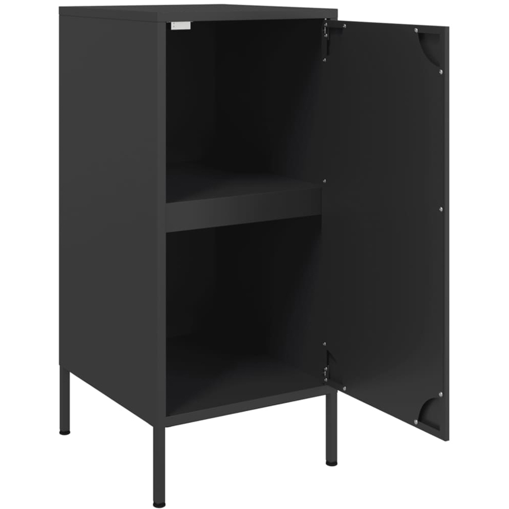 vidaXL Single Door Black Metal Sideboard Set of 2 Image 9