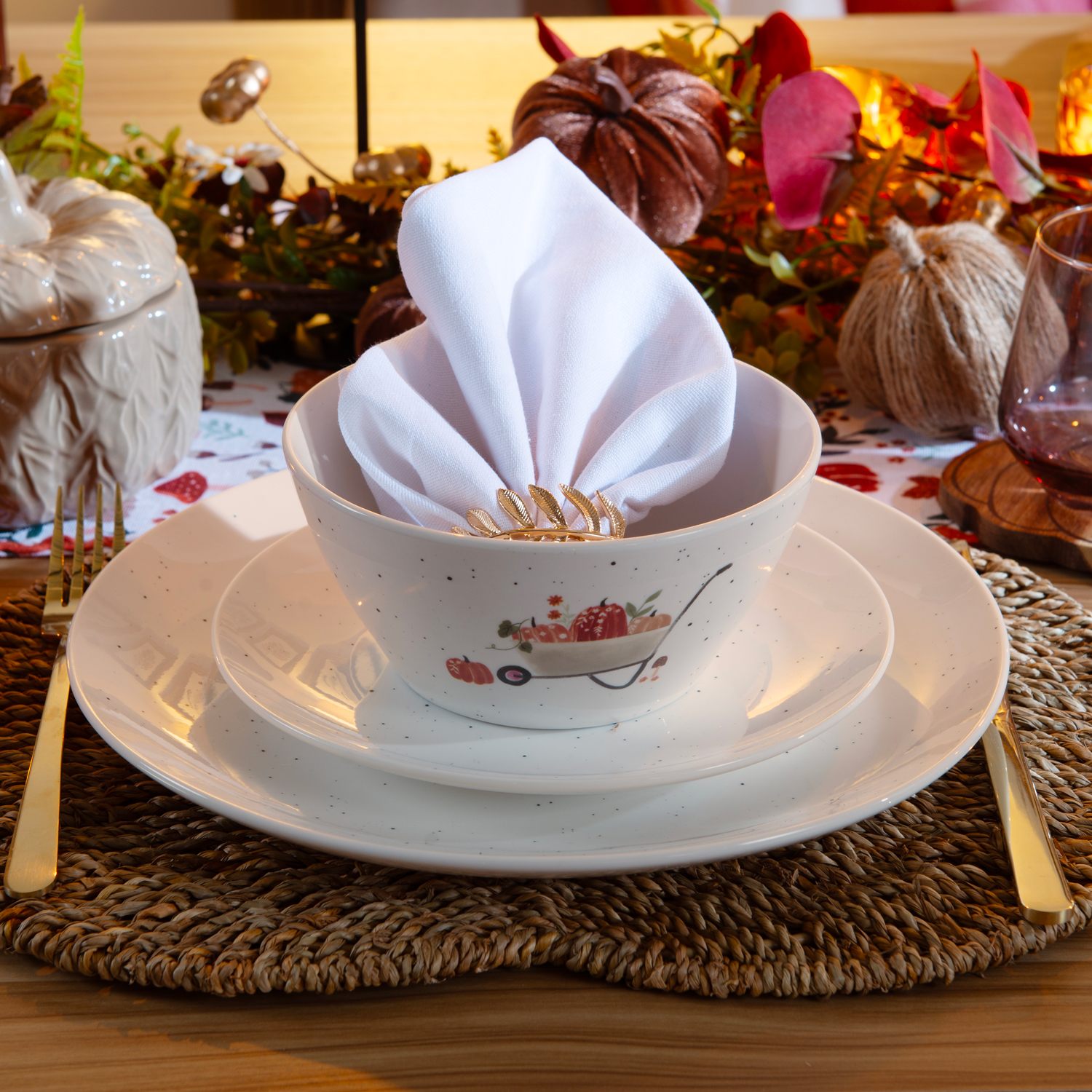 Autumn Print Conical Bowl White Image 3