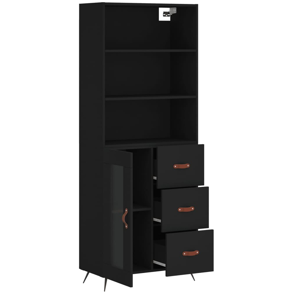 vidaXL Single Door 3 Drawer 5 Shelf Black Highboard Image 4