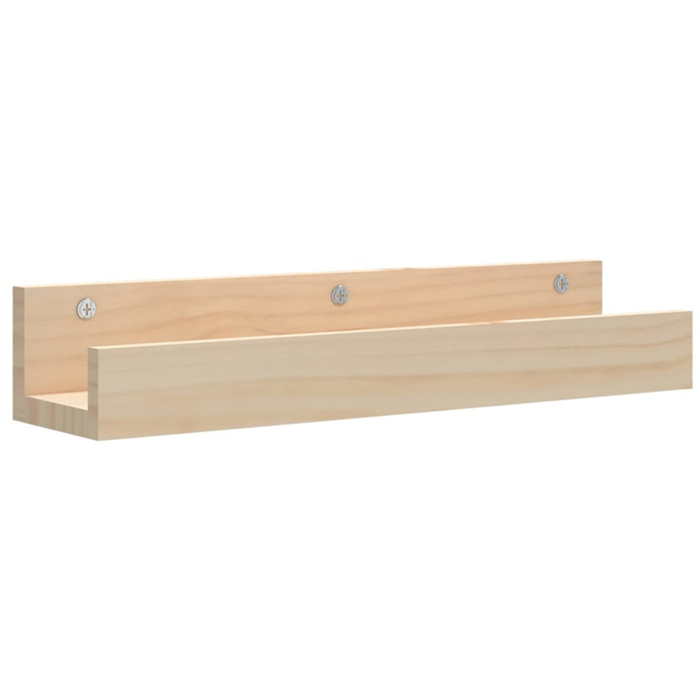 vidaXL 50cm Set of 2 Brown Solid Pine Wood Floating Wall Shelf Image 1