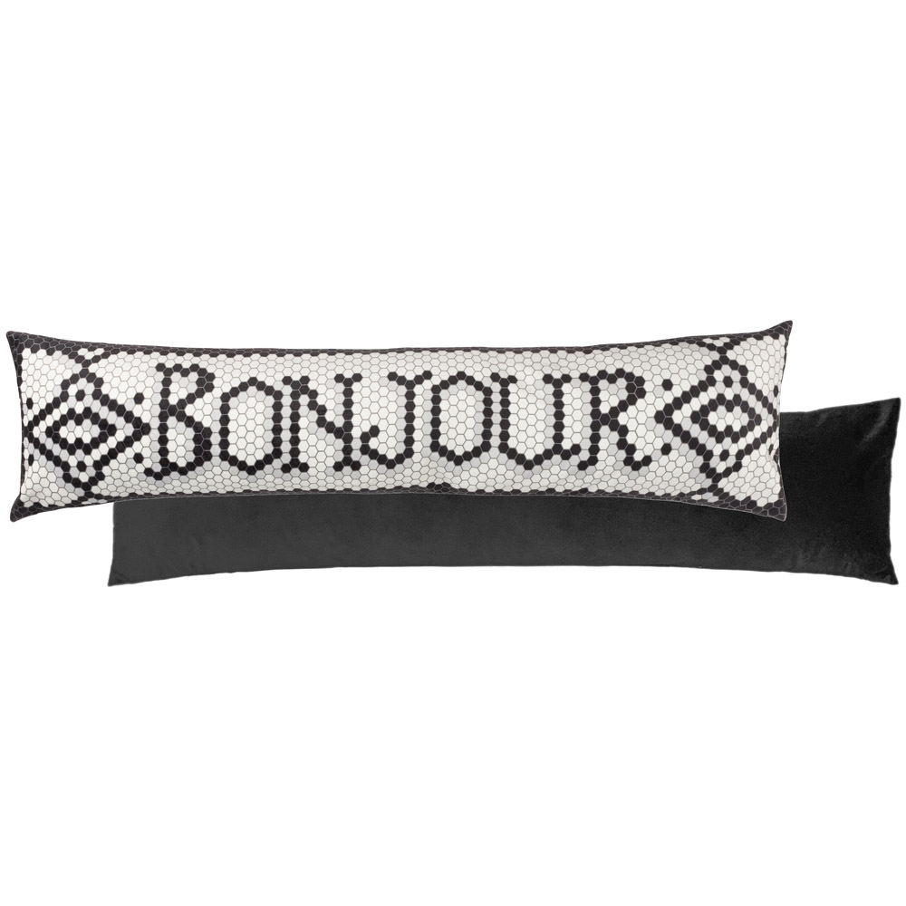 furn. Mosaic Multicolour Bonjour Message Velvet Draught Excluder Image 3