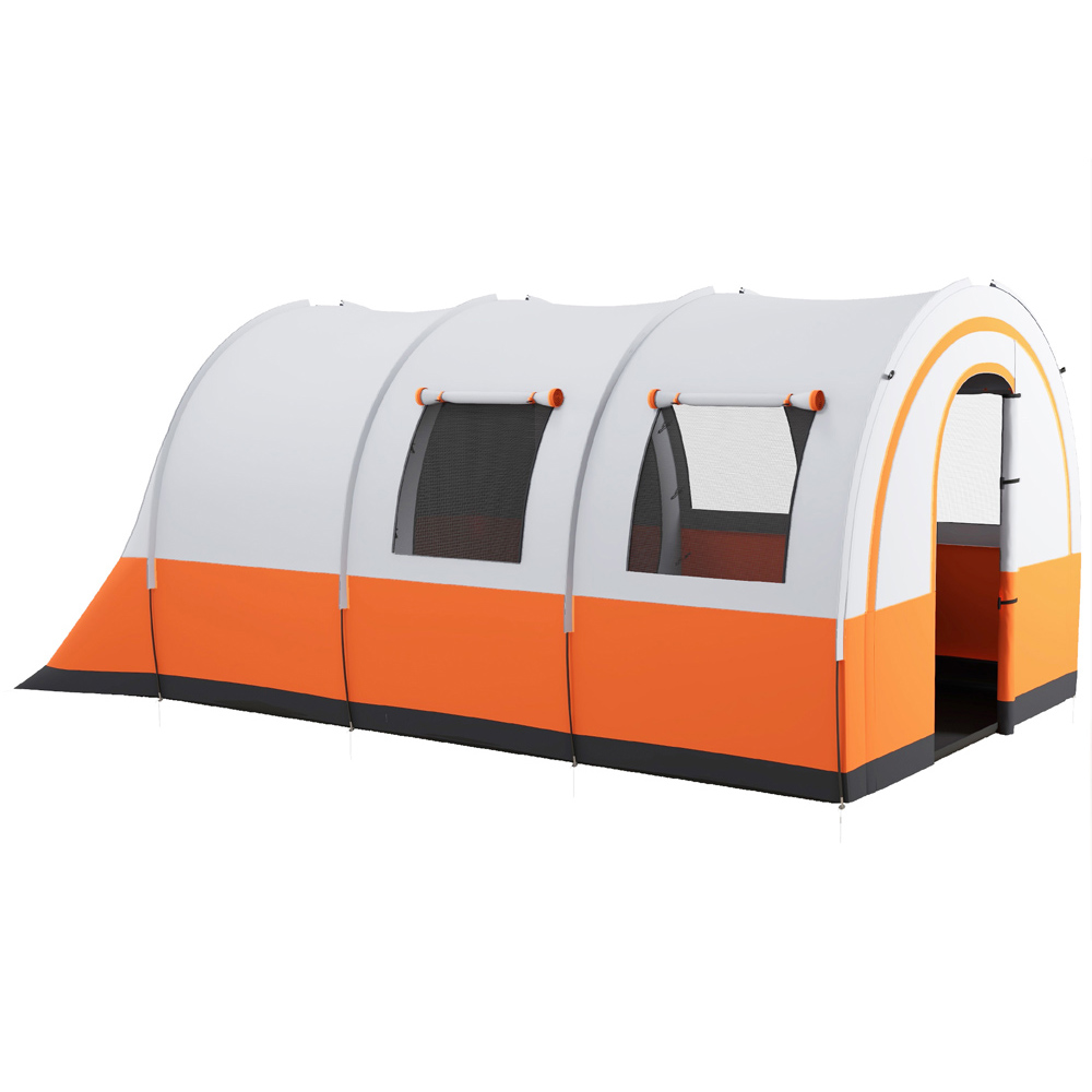 Outsunny 5-6 Person Waterproof Camping Tent Cream and Orange Image 1