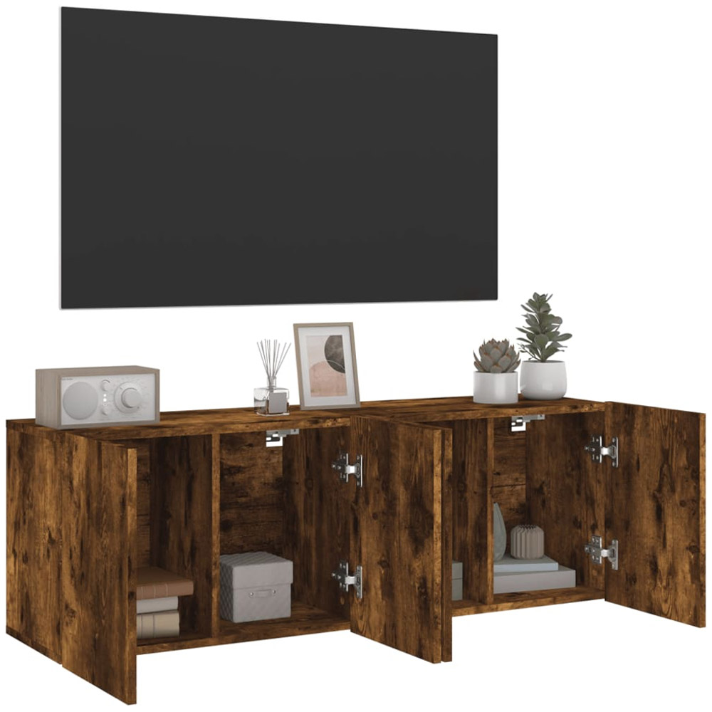 vidaXL 4 Door Smoked Oak Wall Mounted TV Cabinet Image 5
