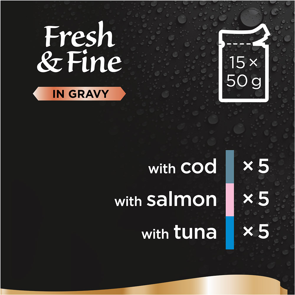 Sheba Fresh and Fine Fish in Gravy Cat Food Pouches 50g Case of 3 x 15 Pack Image 7