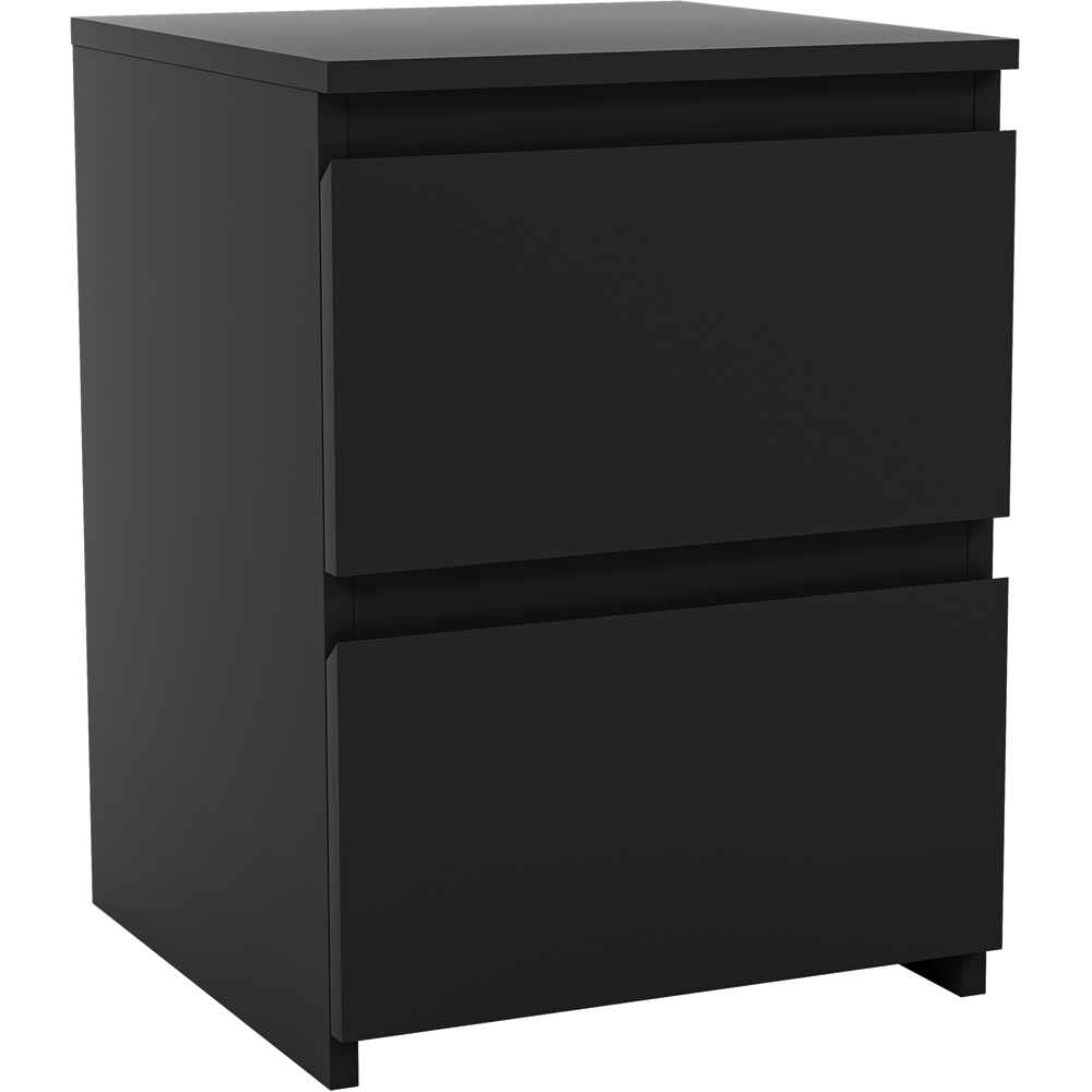 VIDA DESIGNS Denver 2 Drawer Black Bedside Table Image 2