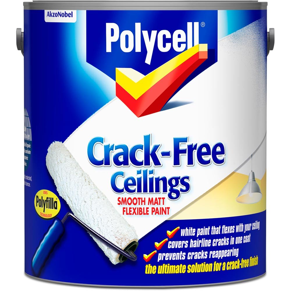 Polycell Pure Brilliant White Crack Free Ceiling Matt Emulsion Paint 2.5L Image 2