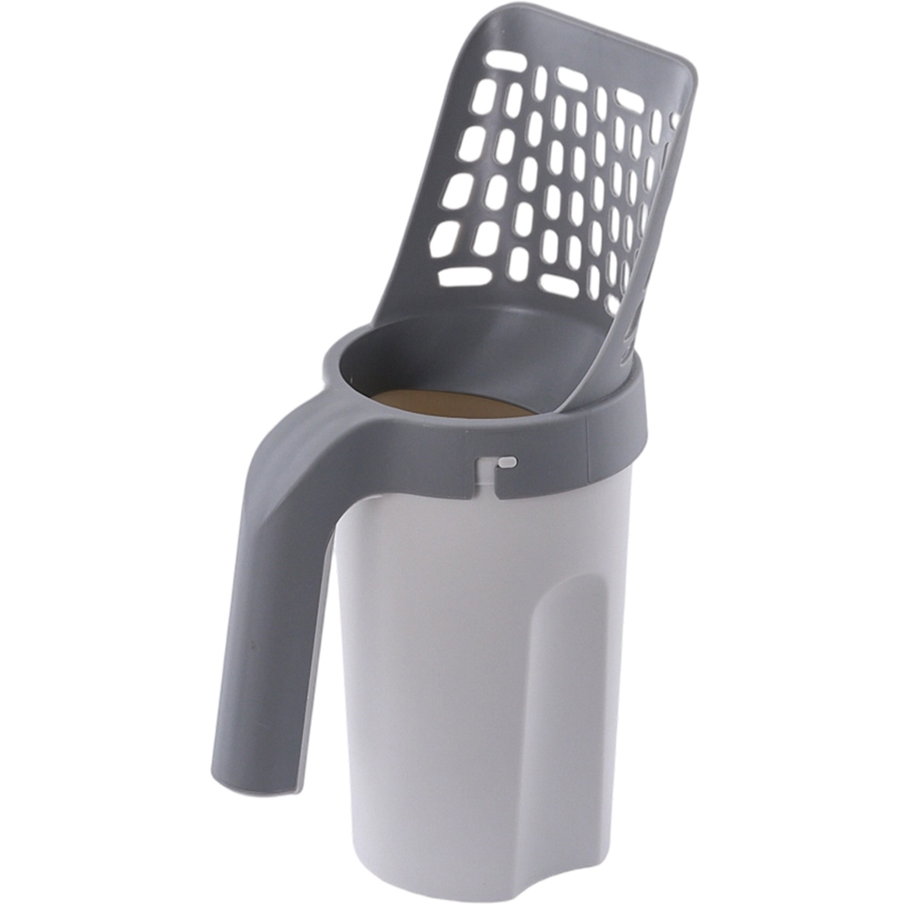 H&O Direct 2-in-1 Grey Cat Litter Scooper with Holder and Waste Bags Image 1