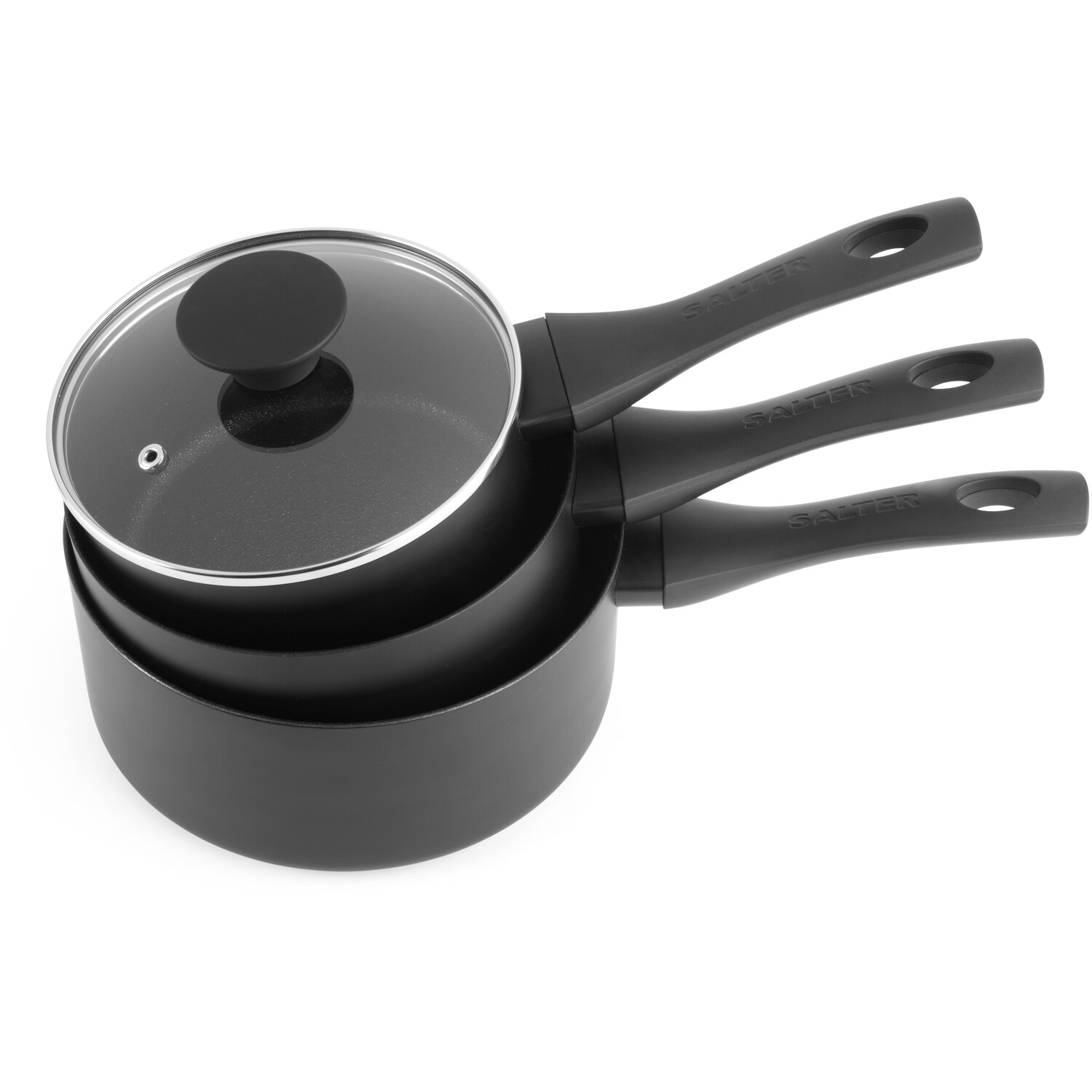 Set of 3 Salter Premium Essentials Saucepans - Black Image 5