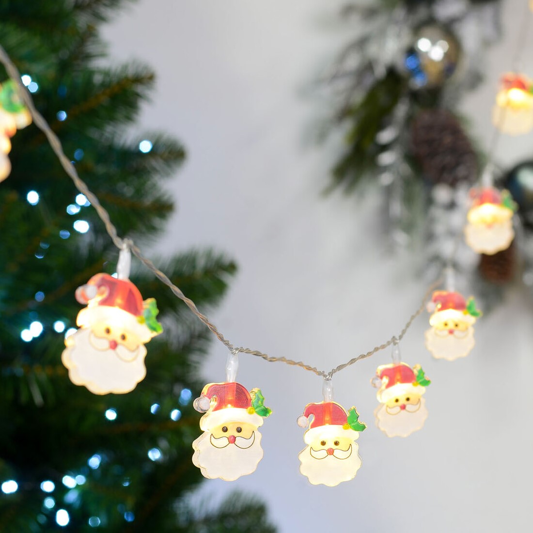 Santa LED String Lights - White Image 1
