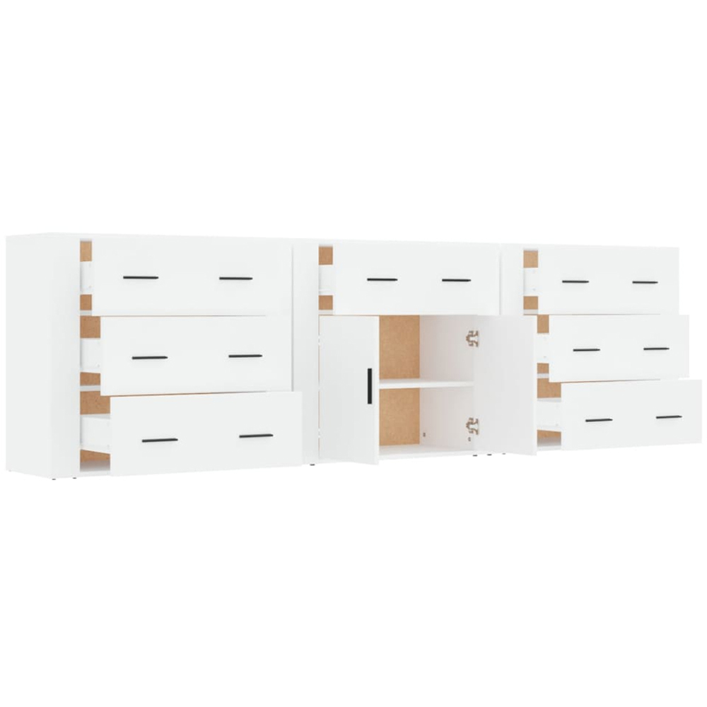 vidaXL 2 Door 7 Drawer White Sideboard 3 Piece Image 4