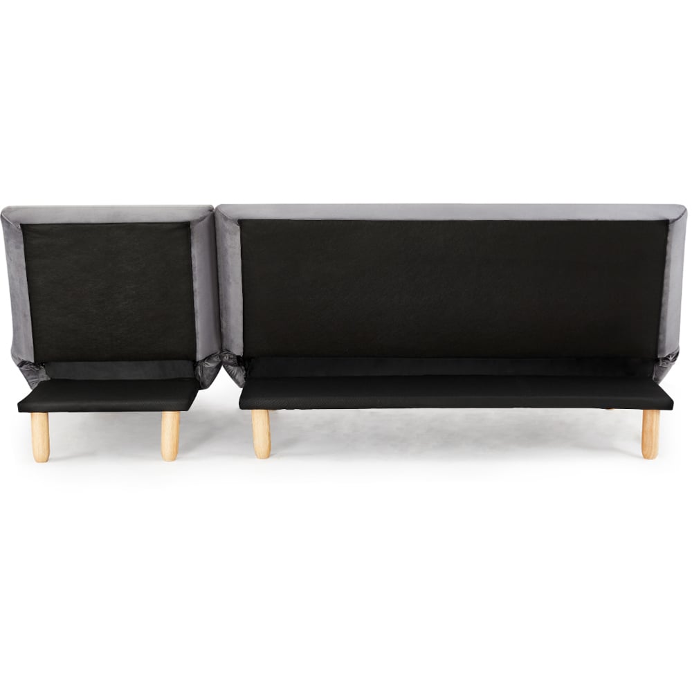 Home Detail Morgan Double Sleeper Grey Velvet Sofa Bed with Chaise Image 4