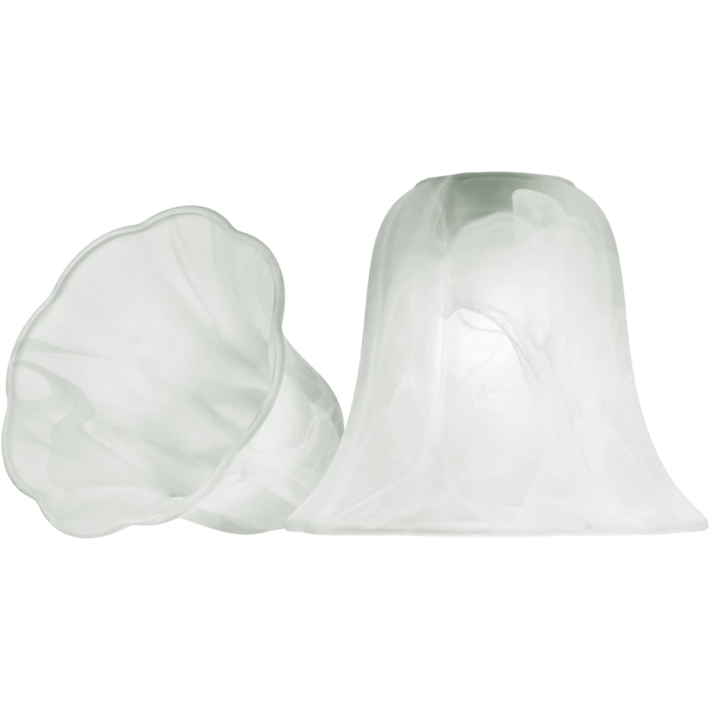 Happy Homewares White Alabaster Glass Shade with Subtle Petal Rimmed Trim 2 Pack Image 3