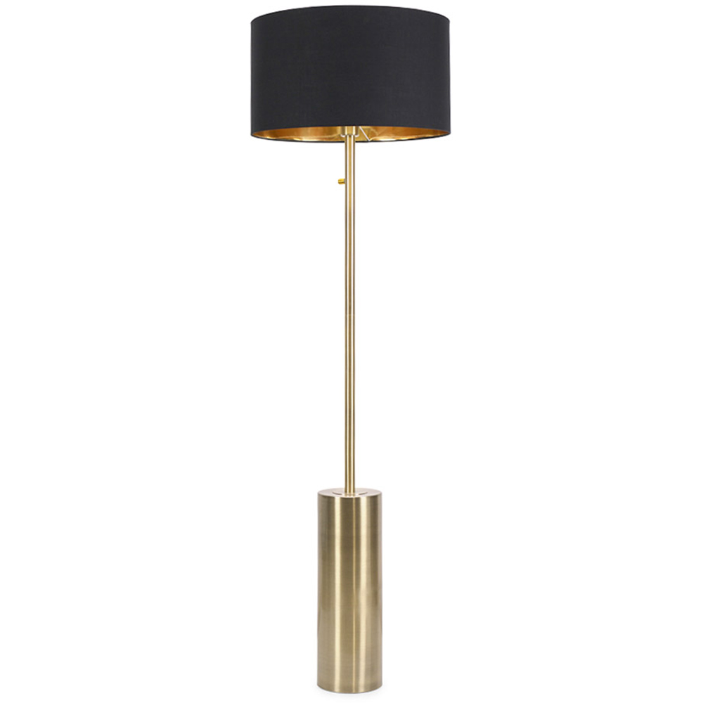 ValueLights Lexy Reni Black Shade Antique Brass LED Floor Lamp Image 1