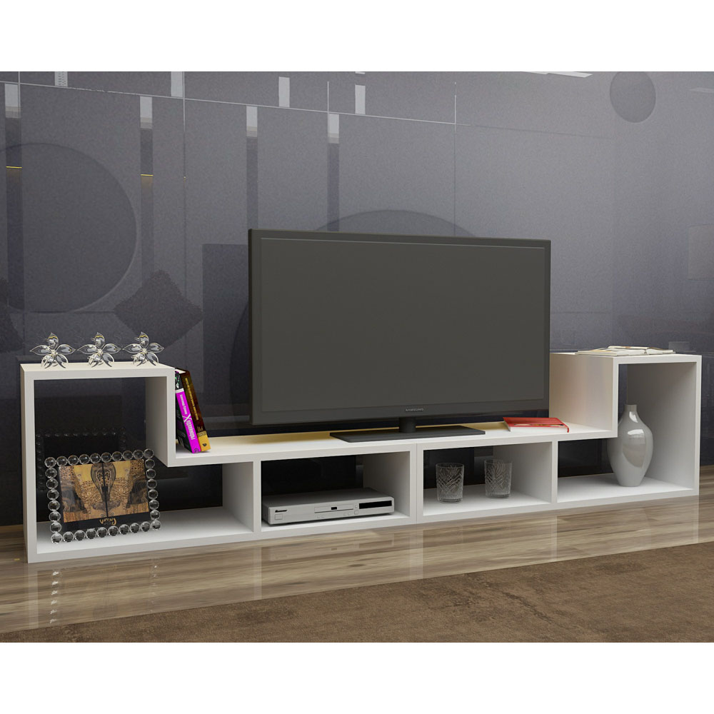 Decorotika Cubicco White Adjustable TV Unit Image 4