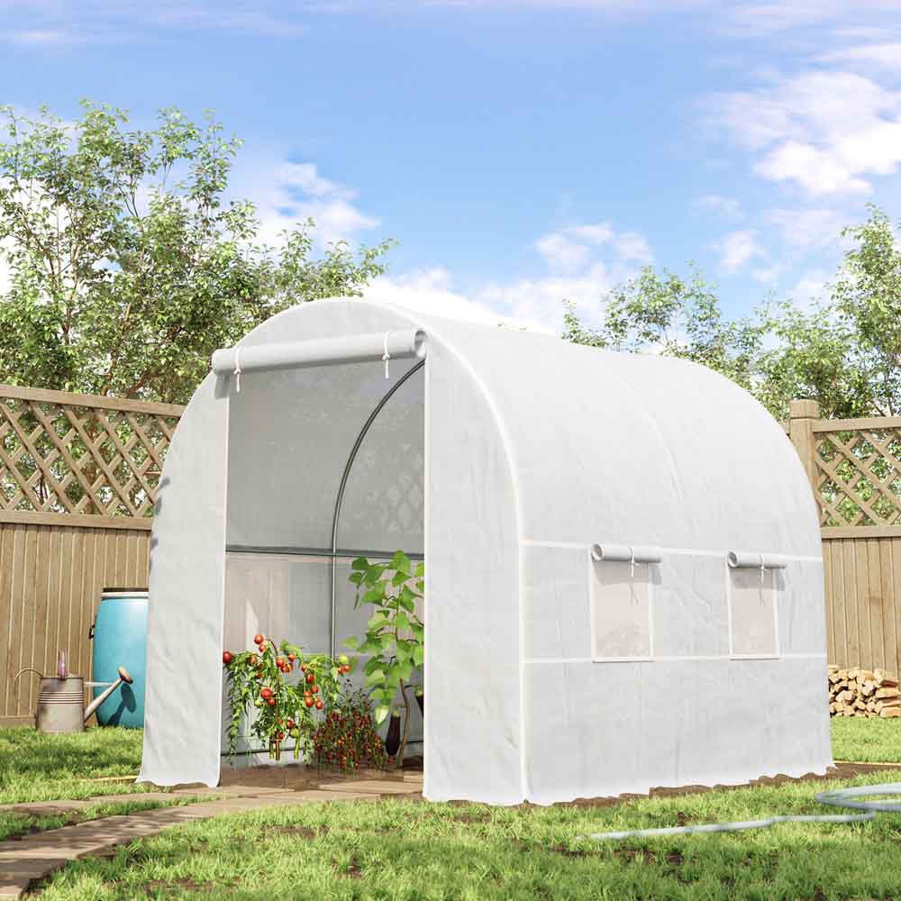 Outsunny White 6.6 x 8.2ft Large Polytunnel Greenhouse Image 2