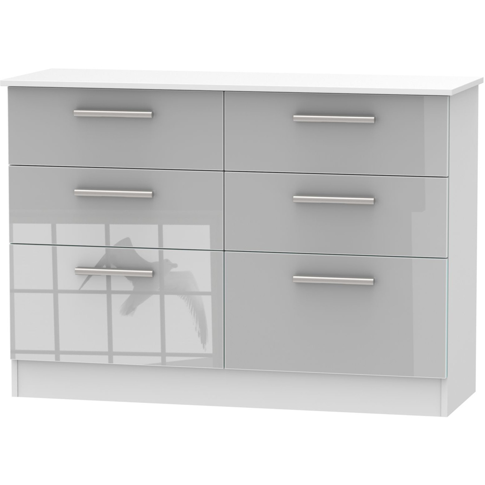 Crowndale Contrast 6 Drawer Grey Gloss and White Matt Midi Chest of Drawers Image 2
